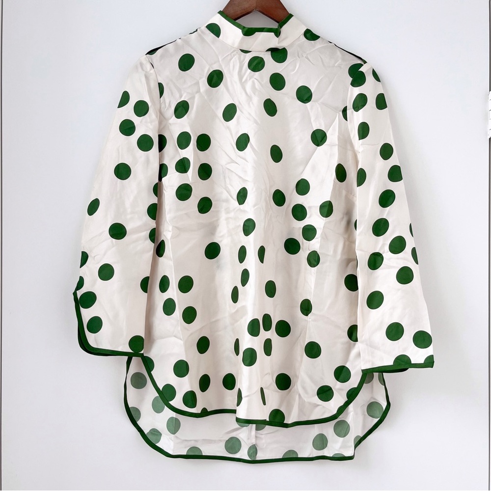 NWOT Authentic Zimmermann Celestial Forest Green Confetti Silk Tunic Blouse 1